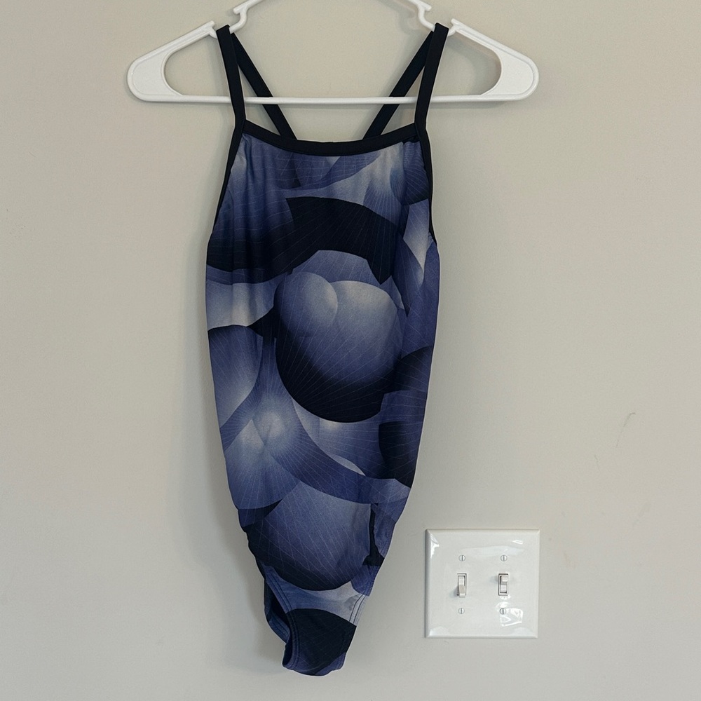 Speedo Blue Black One Piece Swimsuit Women’s size 8